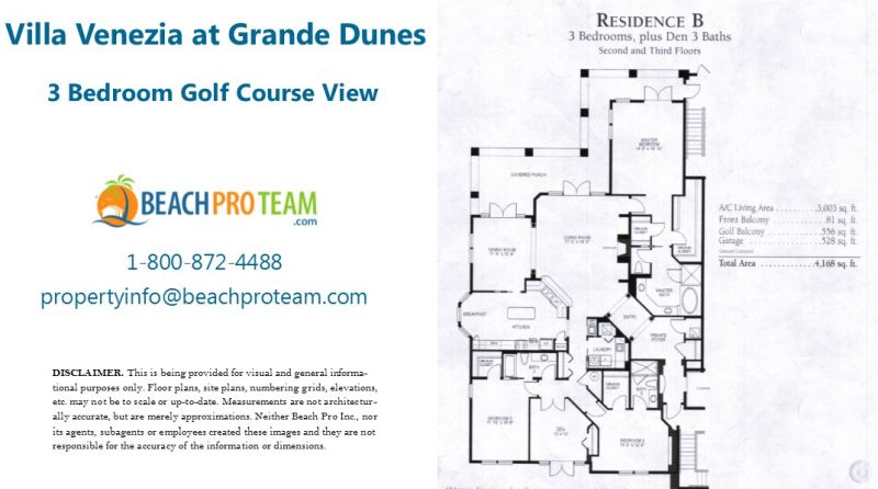 Grande Dunes - Villa Venezia Floor Plan B - 4 Bedroom Golf Course View
